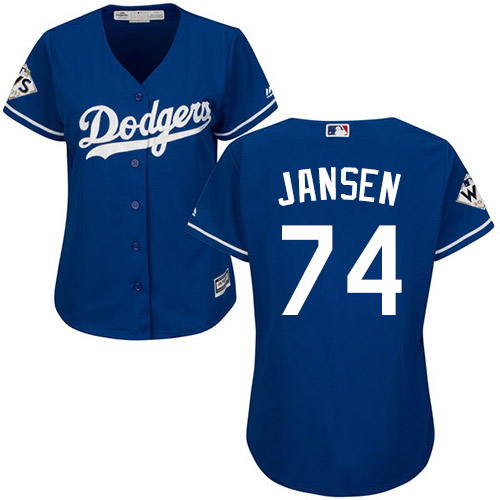 Dodgers #74 Kenley Jansen Blue Alternate World Series Bound Women's Stitched MLB Jersey - Click Image to Close